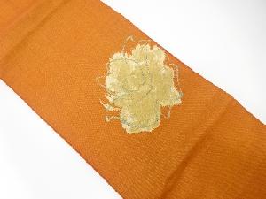 手織り紬　薔薇模様織り出し　名古屋帯